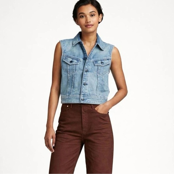 G-Star Jackets & Blazers - G-Star RAW Women’s Slim Denim Vest Sun Faded Air Force Blue Size Medium New